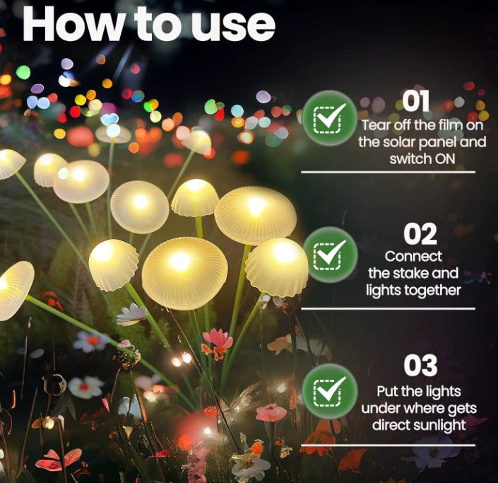 Solar Garden Lights Dual Mode LED Solar Mushroom Lights Waterproof Decor Yard Patio Pathway Jellyfish for Garden Ambiance