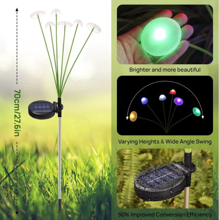 Solar Garden Lights Dual Mode LED Solar Mushroom Lights Waterproof Decor Yard Patio Pathway Jellyfish for Garden Ambiance