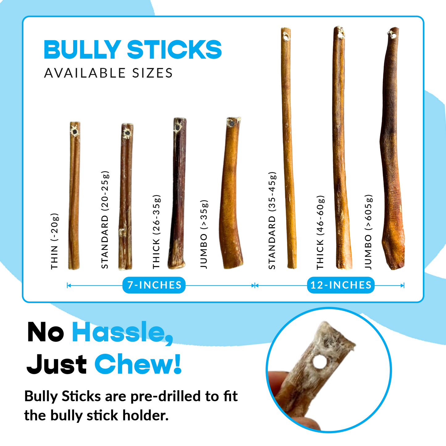 7" Thick Bully Sticks - Refill Pack-3