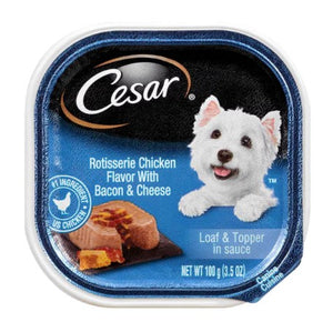 Cesar Rotisserie Chicken Flavor with Bacon &amp; Cheese Loaf &amp; Topper in Sauce Canine Cuisine,