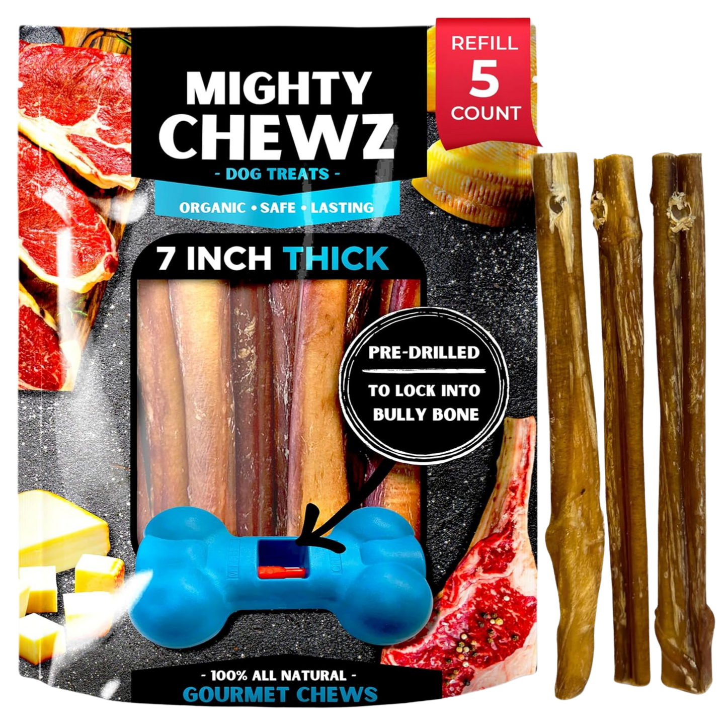 7" Thick Bully Sticks - Refill Pack-0