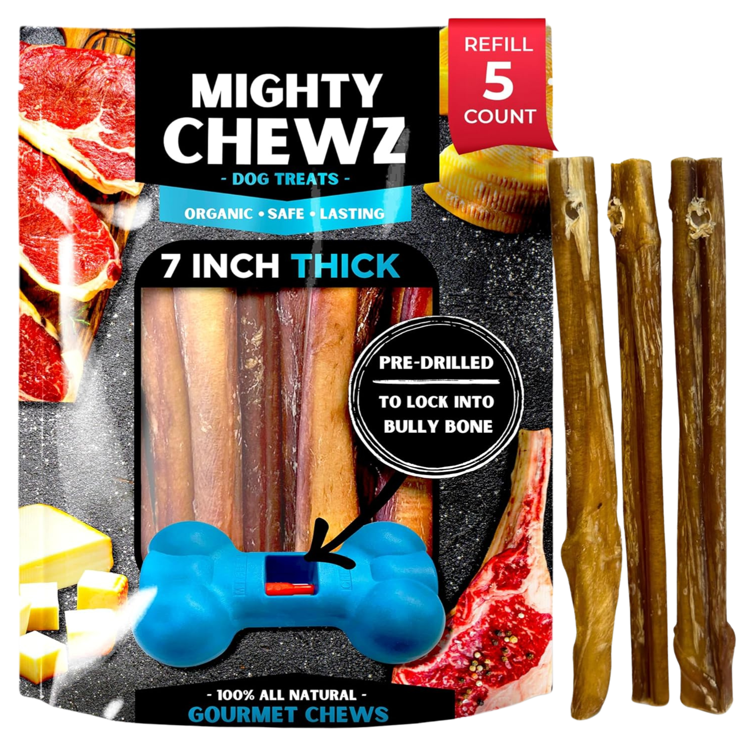7" Thick Bully Sticks - Refill Pack-0