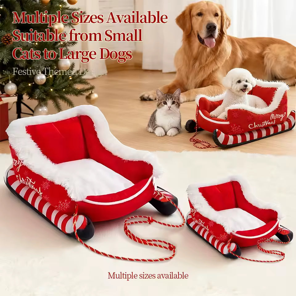 Christmas Washable Dog Sofa Bed Nest Winter Dog Bed Sled Cat Hammock with Anti-Slip Bottom for Cats Dogs Christmas Decoration