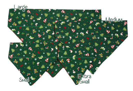 Christmas Icons on Green Pet Scarf