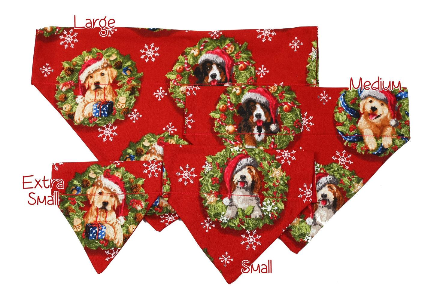 Christmas Dogs on Red Pet Scarf